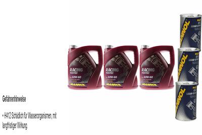 12L Motoröl MANNOL Racing+Ester 10W-60 3x MANNOL Leak-Stop ADDITIV