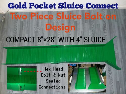 Gold Pocket Connect prospecting Sluice.  28"×8" 4" wide Riffles. Compact.  - Zdjęcie 1 z 12