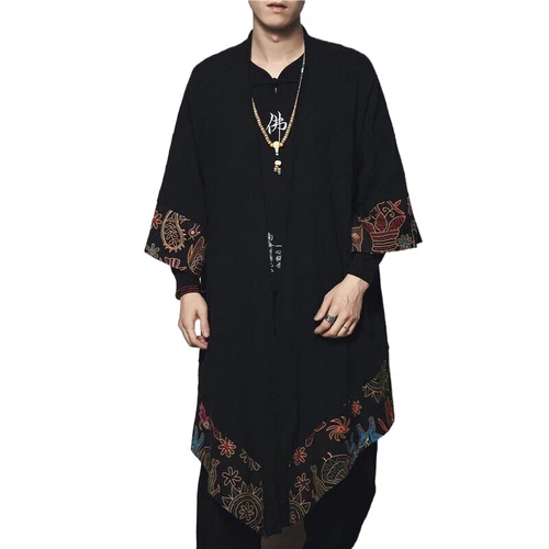 Sommer Kimono Strickjacke Herren Männer Samurai Kostüm Kleidung Kimono Jacke - Bild 7 von 38