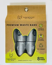 Nandog Pet Gear Premium Waste Bags - 8 Roll Pack Eco-Friendly Various Colors NEW