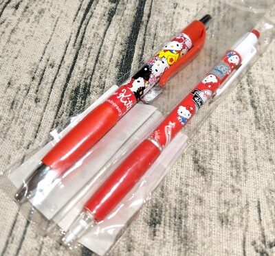 2x Hello Kitty Pens Blue Ink + Mechanical Pencil Sanrio Characters