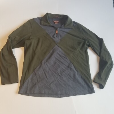 Michael Kors Mens Medium Green Gray Collar Long Sleeve 1/4 Zip Pullover Sweater