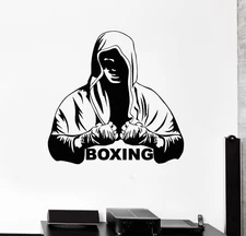Vinyl Wall Decal Boxer Fighter Boxing Ring Gloves Sport Stickers (1549ig)