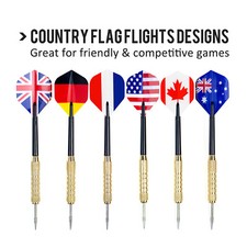 Steel Tip Darts Flights Slim Barrel Professional 6 Styles National Flag 18Pcs US