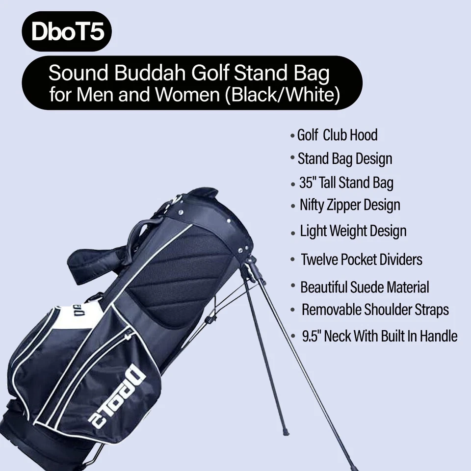 Bolsa de suporte de golfe Dbot5 Sound Buddah para homens e mulheres (preto/branco) - Imagem 3 de 4