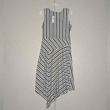 Banana Republic Striped Fit & Flare Asymmetric Midi Sleeveless Dress