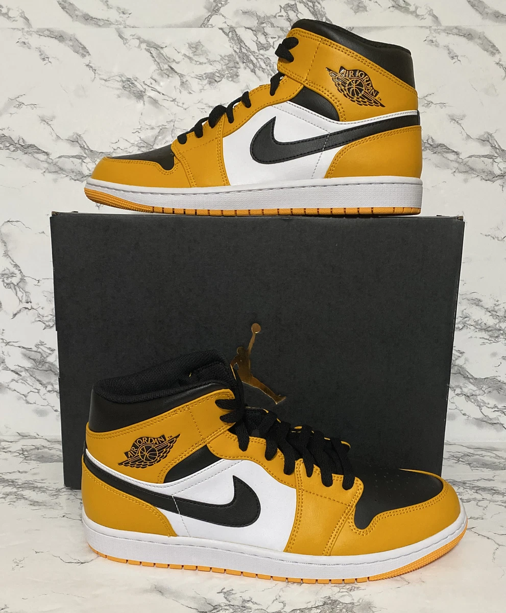 Nike Air Jordan 1 Mid Taxi Black Yellow Toe 554724-701 Size-11