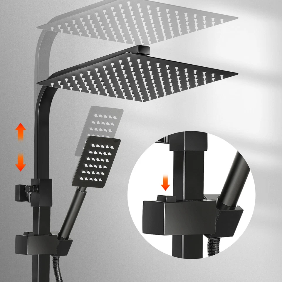 Thermostat Schwarz Duscharmatur Duschset Regendusche Duschsystem Kopfbrause DHL - Bild 2 von 4
