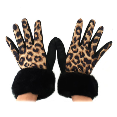 Women's Warm Microfiber Gloves, Leopard Print KC2216 LEO