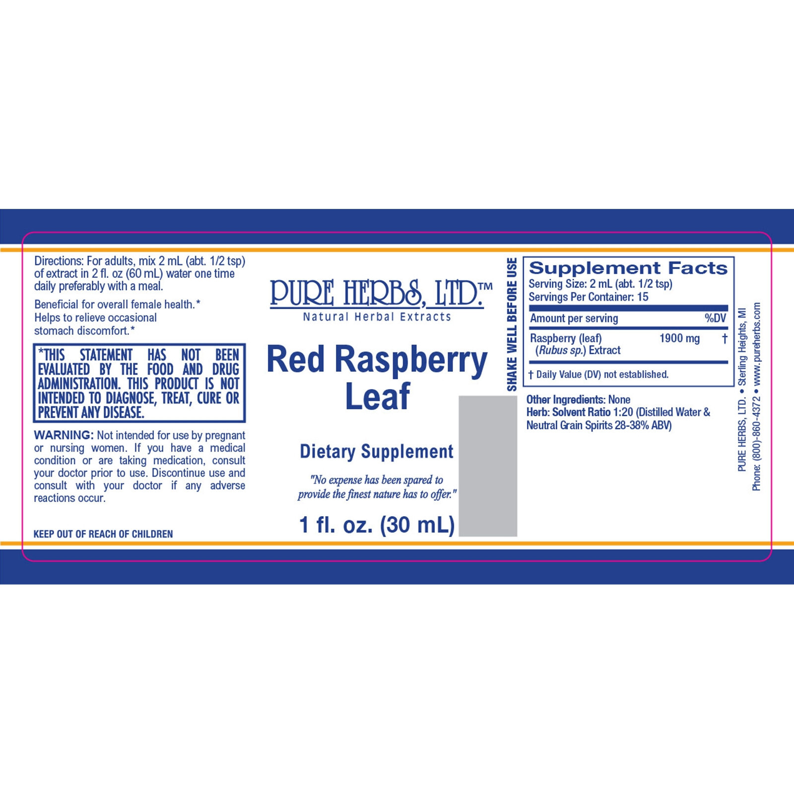 Red Raspberry Leaf Liquid Pure Herbs: Red Raspberry Leaf - 1 oz. | eBay