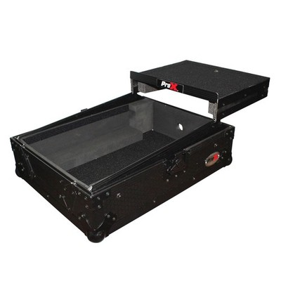 ProX XS-M12LTBL Black on Black Mixer Flight Case For 12'' Mixers + Laptop Shelf