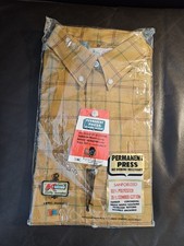 Vintage Kmart Sanforized Shirt Plaid 70s Permanent Press Deadstock NWT sealed M
