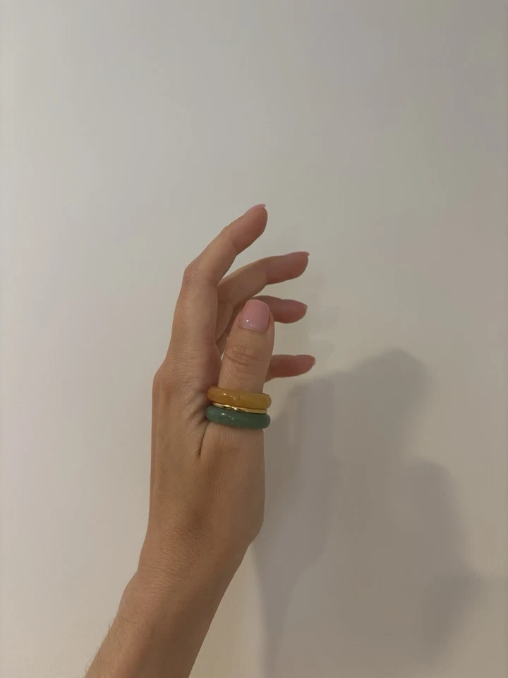 Juego de 3 bandas Stone Trilogy Stack Aventurina y Jade Amarillo, talla 10 Foto 3 de 4