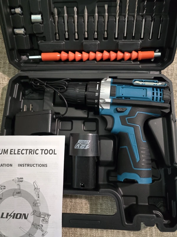 12V Cordless Drill 24 Piece Set LED Light