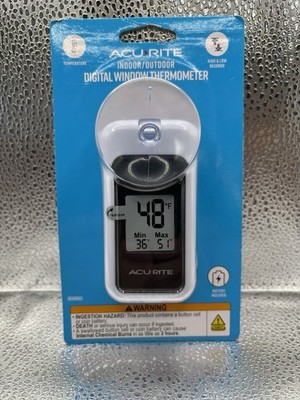 AcuRite Indoor/Outdoor Digital Window Thermometer, Suction Cup, °F Display