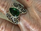 ON SALE! Vintage Green Glass Teardrop Ring Has Design See Pictures Please! — photo 1