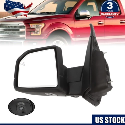 For 15-21 Ford F-150 Left Side Power Mirror Heated Chrome with Memory FO1320575