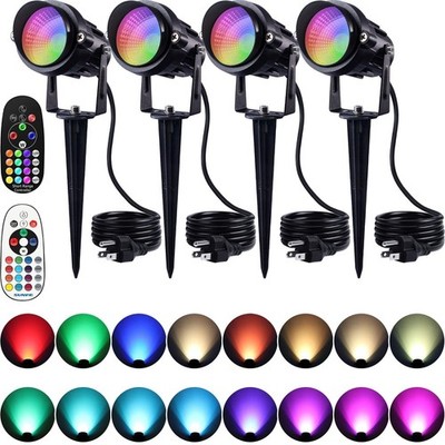 SUNVIE Spot Lights Outdoor 12W RGBW Color Changing Landscape Lights with Remo...