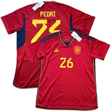 2022/23 Spain Home Jersey #26 Pedri XL adidas World Cup Soccer La Roja Red kit