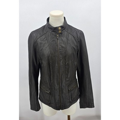 Rezrekshn by Ester ChenDark Brown Genuine Leather Moto Jacket