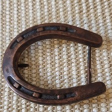 PONY Horseshoe Western Americana Bronze Tone Belt Buckle Marked Collectible