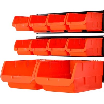 Wall Mounted Storage Bins, Wall Storage Bins Parts Rack 10 Bins&3 Rails Wall ...