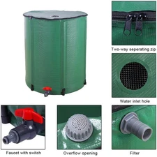 50 Gallon Foldable Rain Barrel Water Collector Foldable Rain Water Storage Green
