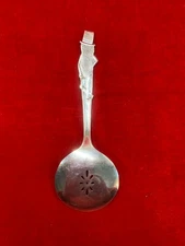 vintage PLANTERS Mr Peanut Advertising Slotted Nut Spoon Carlton S/Plated