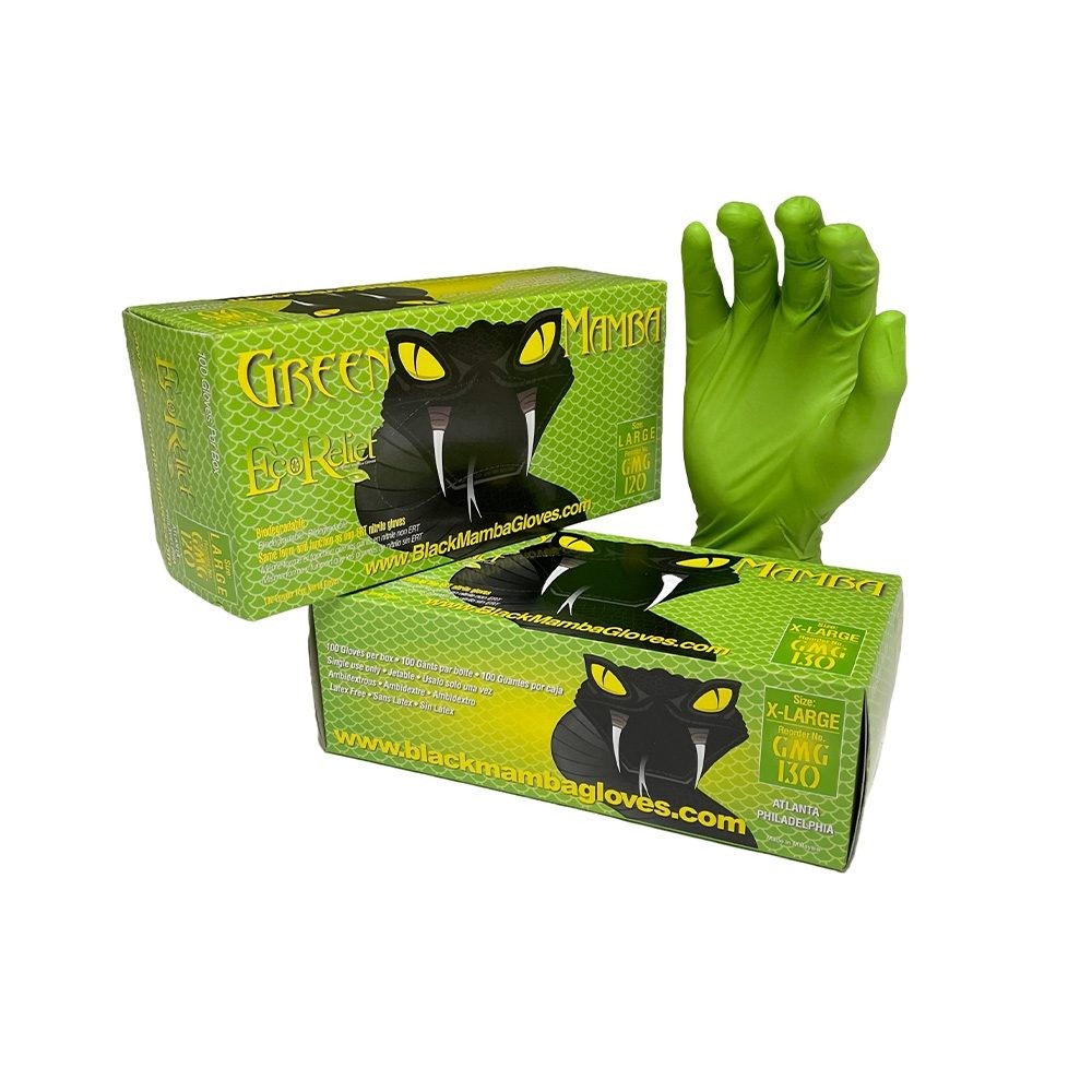 Black Mamba - Green Mamba Biodegradable Gloves Medium x 100 10190₽