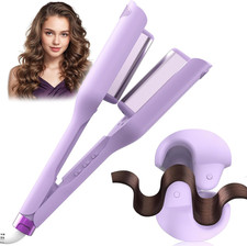 AISEELY 32MM Hair Waver Crimpers - 2 Barrel Beach Deep Waver Curling Iron with 3