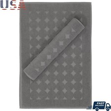 Turkish Cotton Bath Mat Set 2 Pieces Reversible Durable Soft Machine Washable US