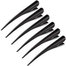 Large Long Alligator Hair Clips for Styling Salon 1 Count Pack of 6 , Black