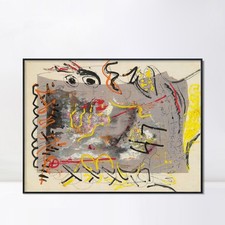 Framed Canvas Giclee Print Untitled 9 by Jackson Pollock Home Office Decor