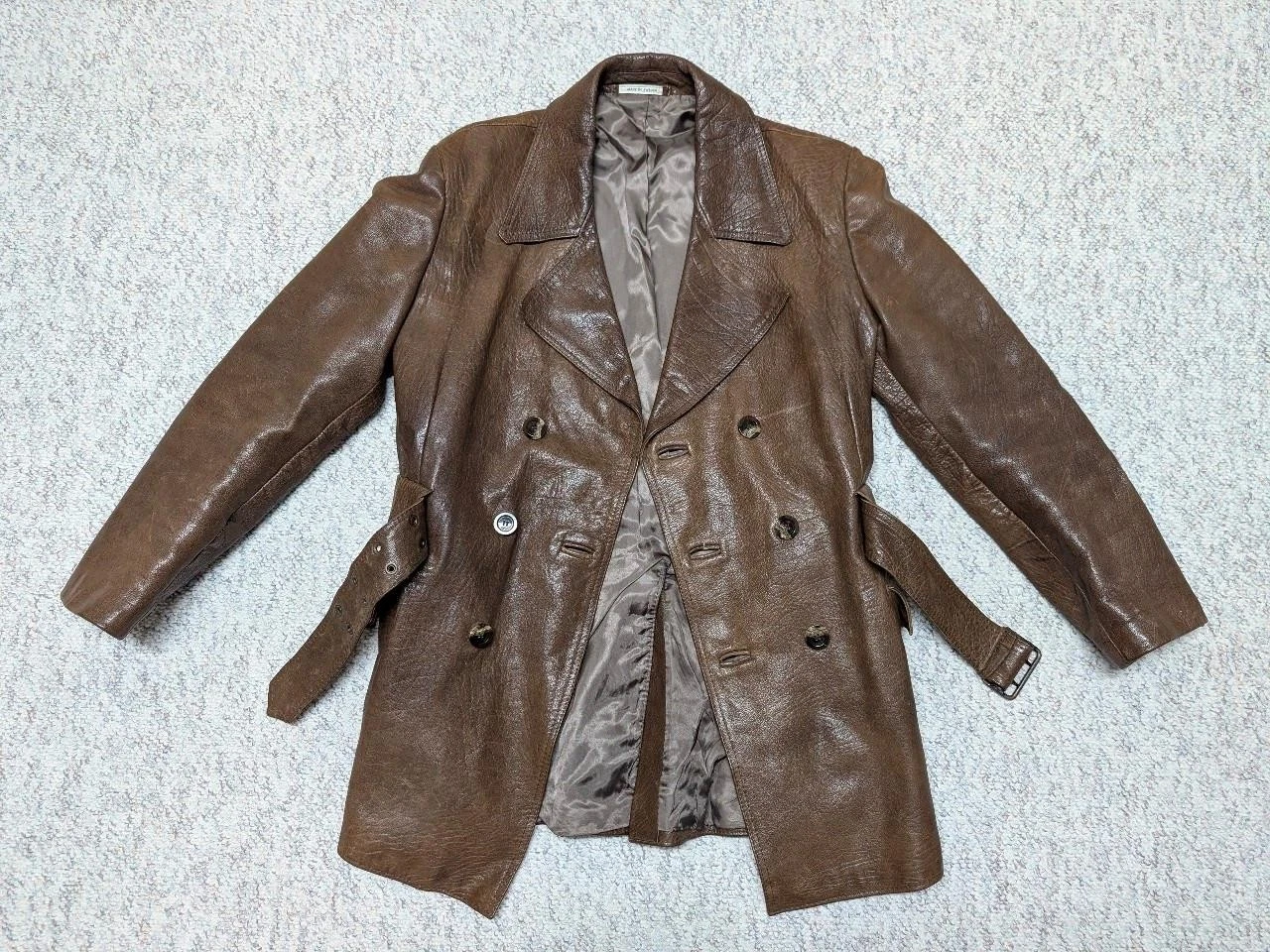 1970s vintage BELTED brown leather 38 trench coat ERICSON overcoat SHERLOCK image 5