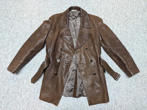 1970s vintage BELTED brown leather 38 trench coat ERICSON overcoat SHERLOCK image 5