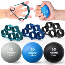Fitbeast Grip Strength Trainer   6 Pieces Hand Therapy Kit with Finger Extension