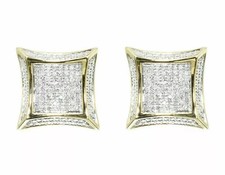 10k Yellow Gold Over Lab-Created Diamond Mens Womens Kite Shape Stud Earrings