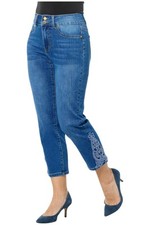 IMAN Global Chic Women's Embroidered Cropped Skinny Jean Medium