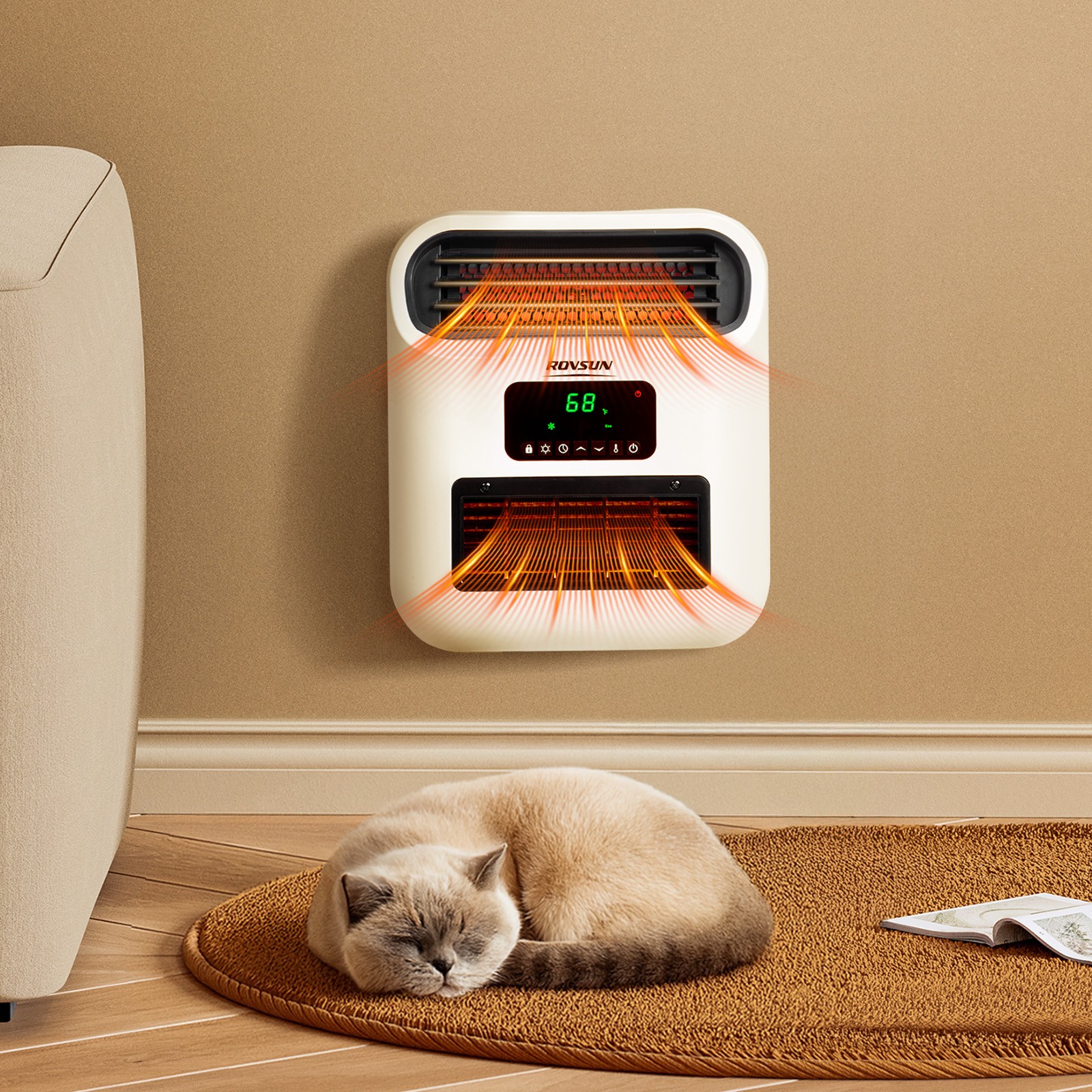 1500W Wall and Floor Mount Electric Space Heater with Remote Control, Timer