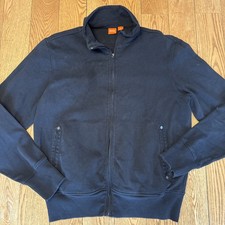 Hugo Boss Men's Black Full Zip Sweater Size Large Pockets