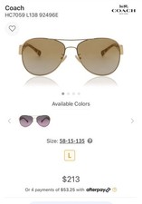 Coach HC7054(L129) 922395(Light Gold/Black) 56-16-135 Sunglass FRAMES ONLY -GOOD Coach 设计师框太阳镜女| eBay main image 3