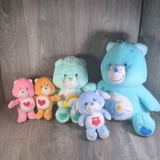 LOT OF 5 Vintage Care Bears 13" Bedtime Bear Plush Blue Moon Star Heart 2002