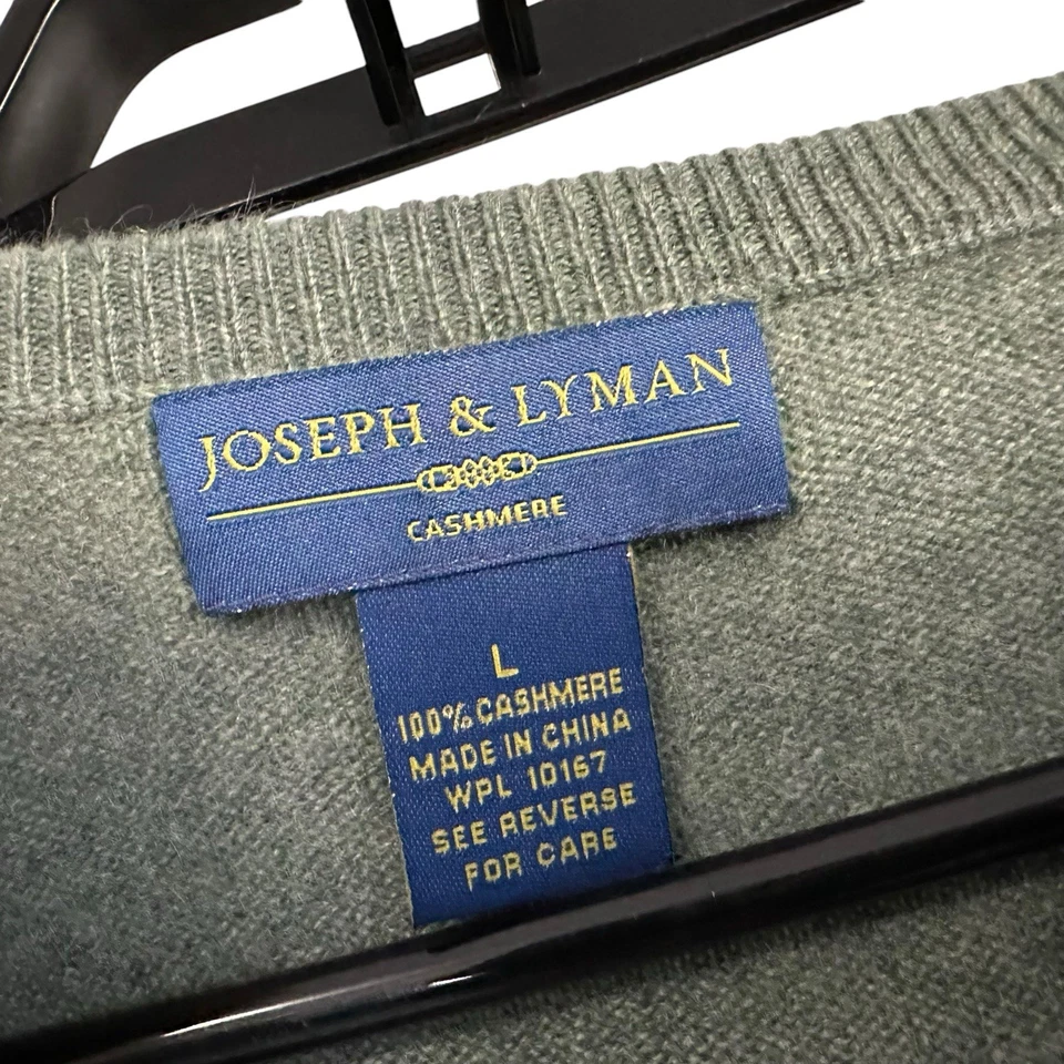 Мужской кашемировый свитер Joseph & Lyman с V-образным вырезом размер большой зеленый пуловер с длинным рукавом - Изображение 4 из 4