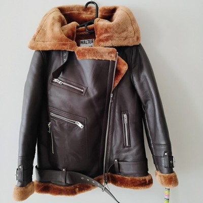 NWT Walter Baker Celine Mocha Lamb Leather Camel Fur LARGE Jacket