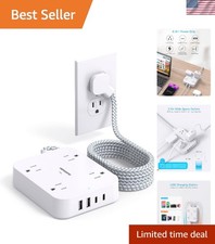 Surge Protector Power Strip 10 Ft Cord with 4 USB Ports for Home  Office