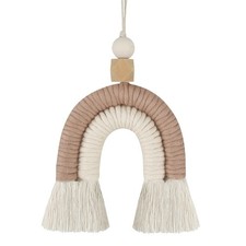 Macrame Rainbow Charm Boho Felt Ball Wood Bead 1 Count Pack of 1 , Brown