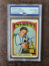 1972 Topps ROOKIE Chris Chambliss #142 - PSA/DNA Autographed - Cleveland Indians