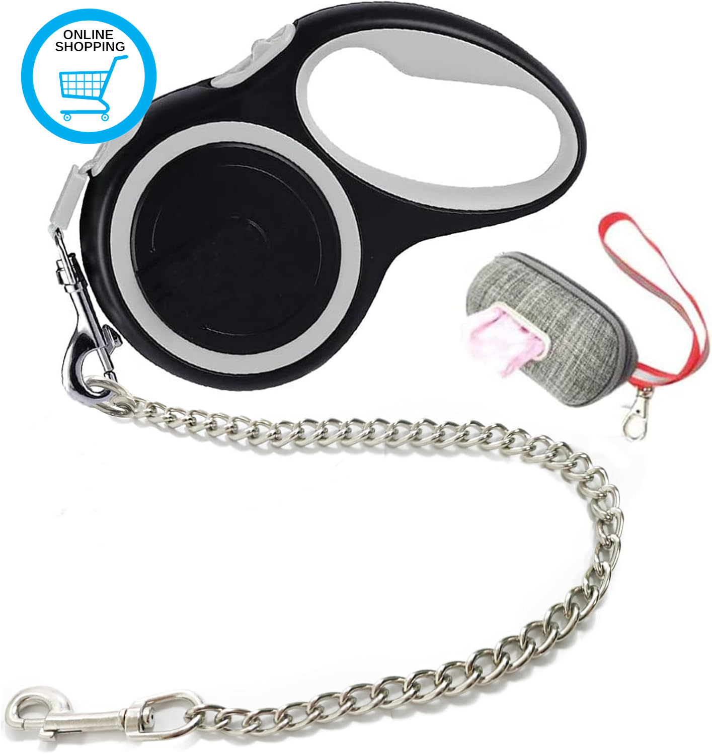 Dog Retractable Leash Gray, Durable Dog Lead 5M / 16Ft, Nylon Tape Pet Dog Lead,