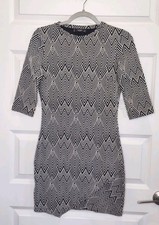 Mango Zigzag Asymmetrical Bodycon Dress Size 4