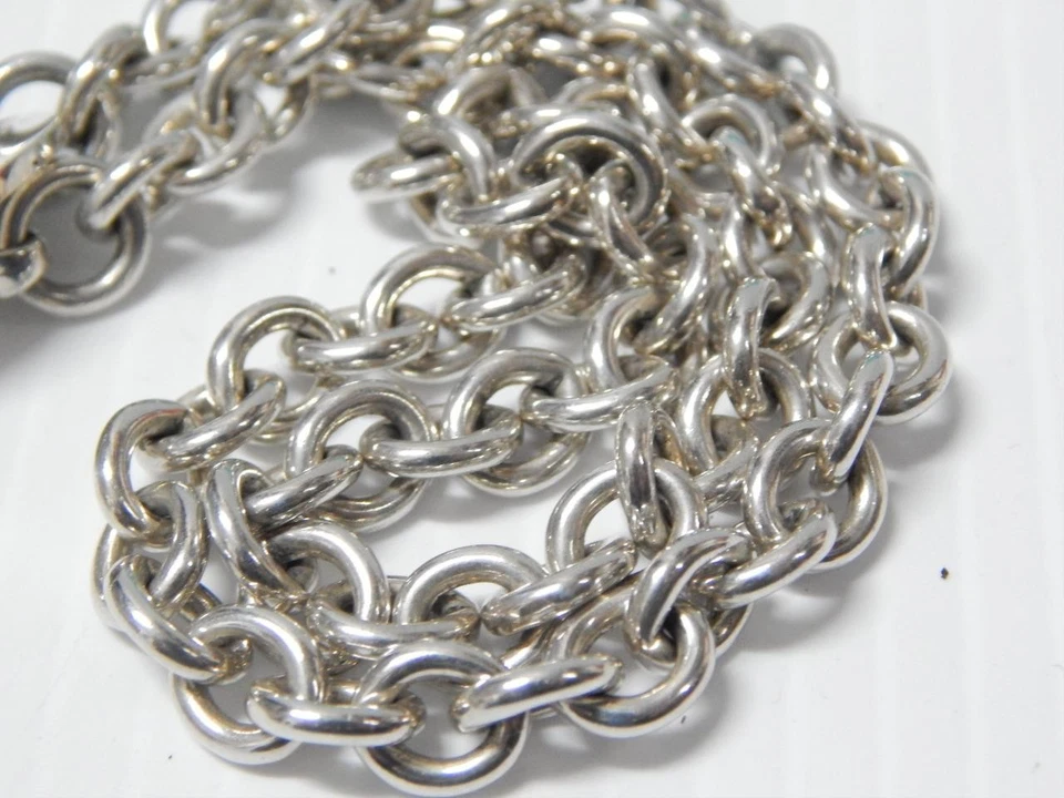 HOMBRE/UNISEX PESADO TIFFANY PLATA ESTERLINA DOBLE CADENA I.D. PULSERA + CAJA Foto 3 de 4